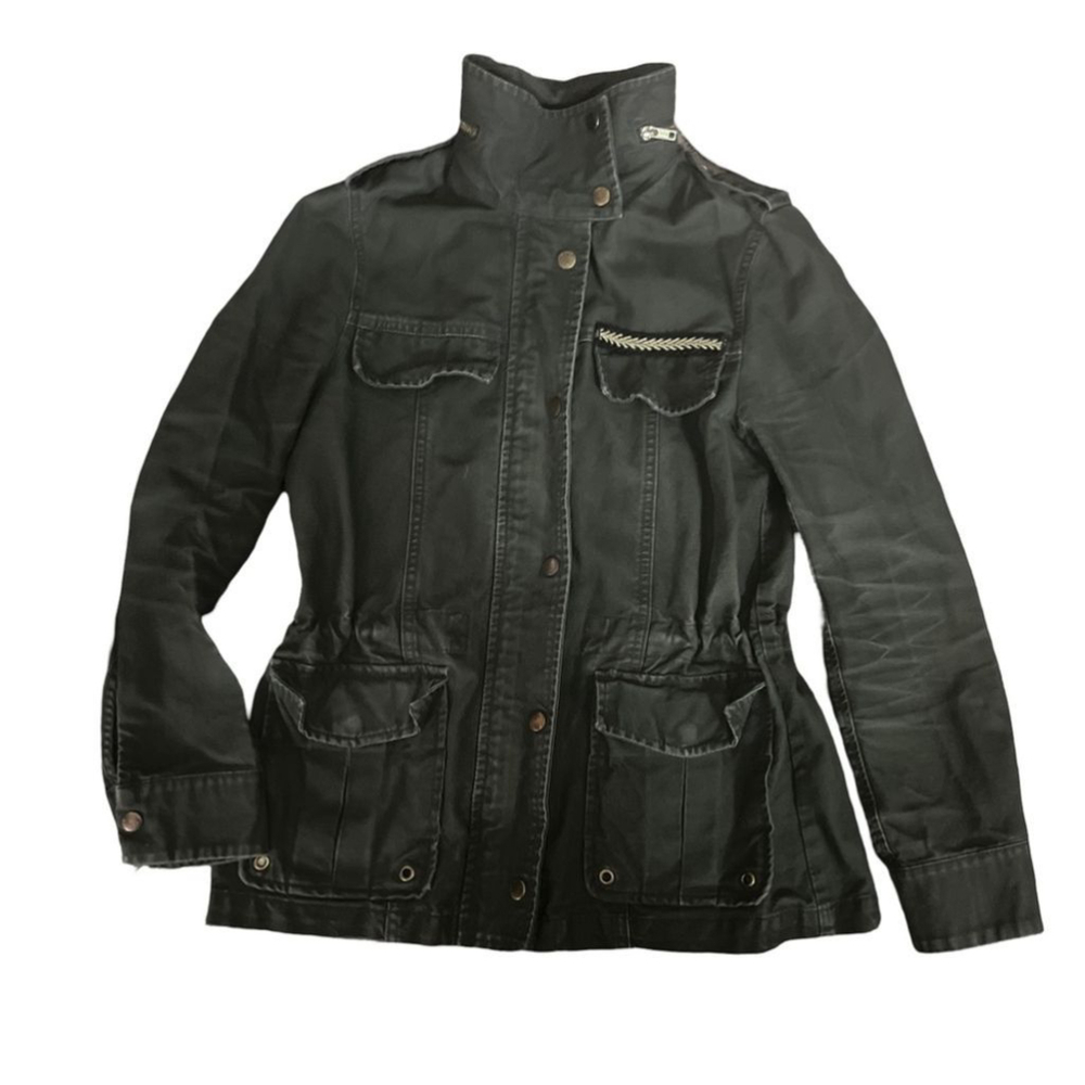 military style cargo jacket 3/4 length size 4